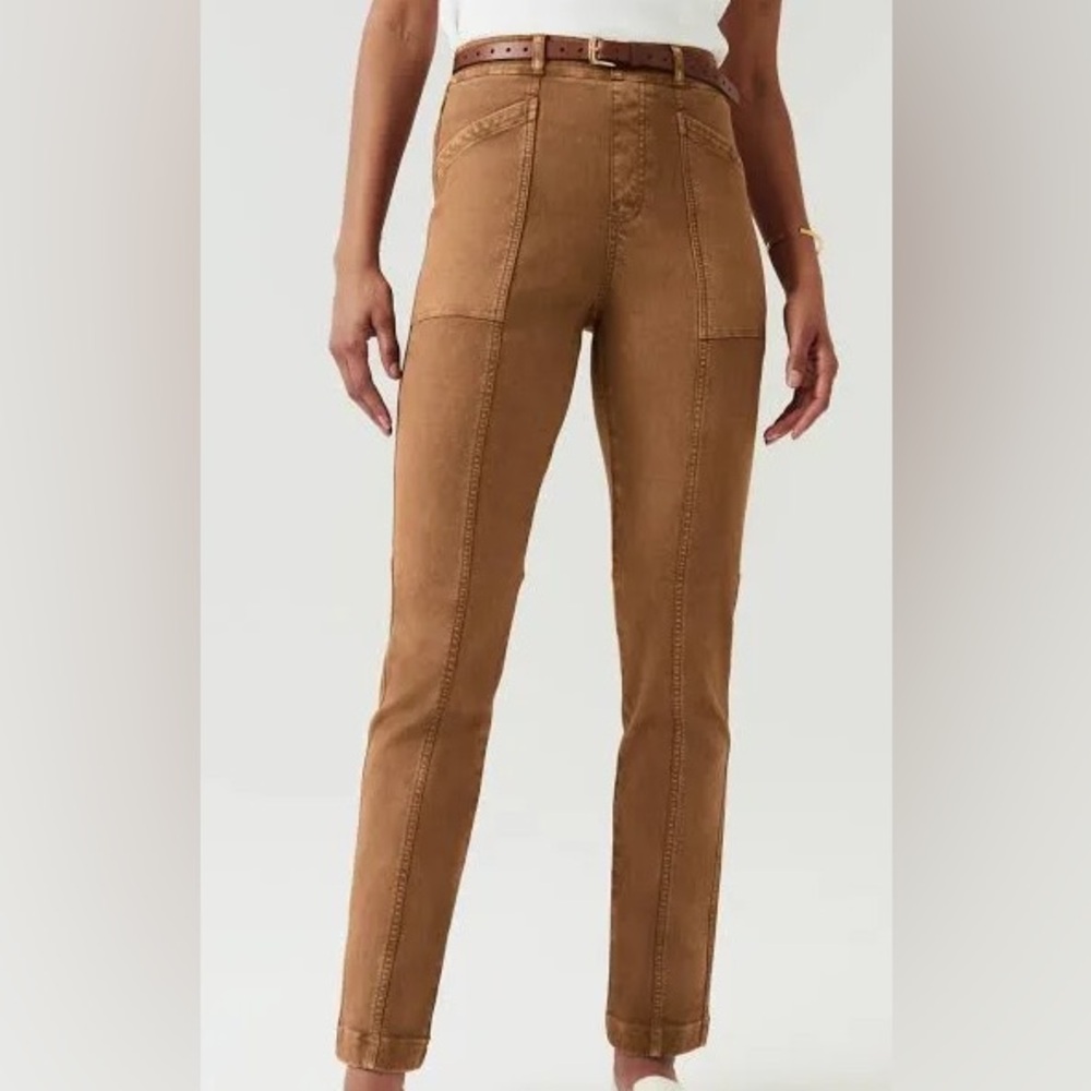 NWT Spanx Womens Stretch Twill Straight Leg Pant Sz S Brown Acorn Brown Workwear
